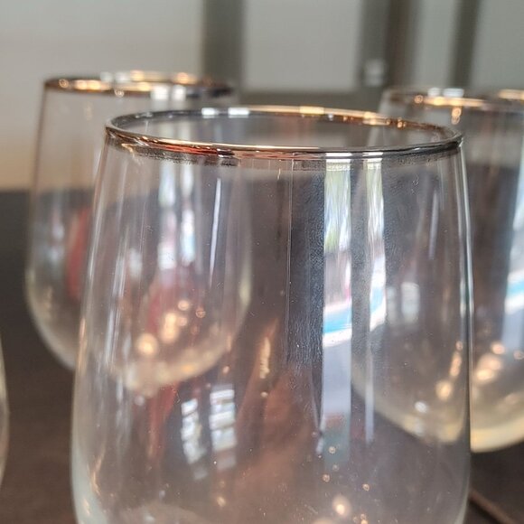 Vintage Silver Rimmed Wine Glasses Set of 5 - Picture 3 of 5